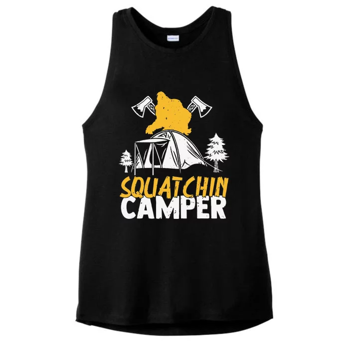 Squatchin Camper Funny Bigfoot Lover Halloween Camping Fan Ladies Tri-Blend Wicking Tank