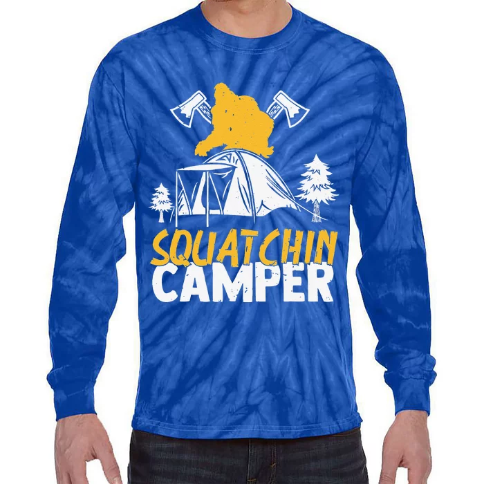 Squatchin Camper Funny Bigfoot Lover Halloween Camping Fan Tie-Dye Long Sleeve Shirt