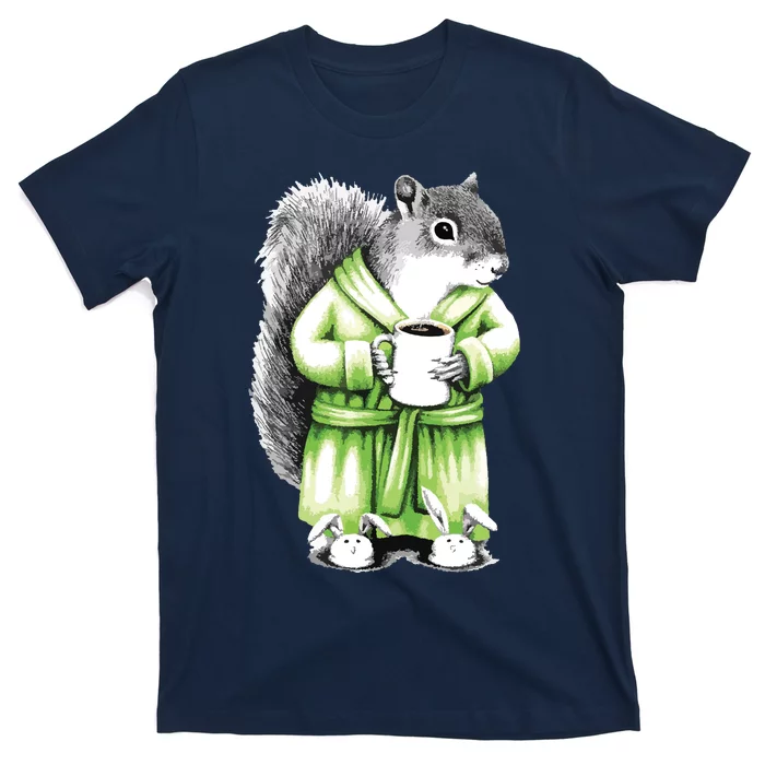 Squirrel Coffee Funny Coffee Drinking Squirrel T-Shirt