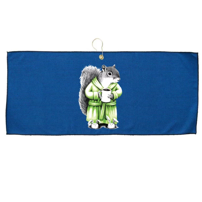 Squirrel Coffee Funny Coffee Drinking Squirrel Large Microfiber Waffle Golf Towel