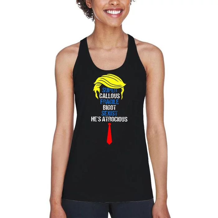 Super Callous Fragile Bigot Sexist HeS Atrocious Women's Racerback Tank