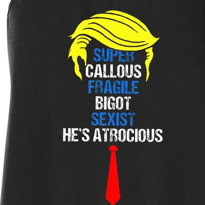 Super Callous Fragile Bigot Sexist HeS Atrocious Women's Racerback Tank