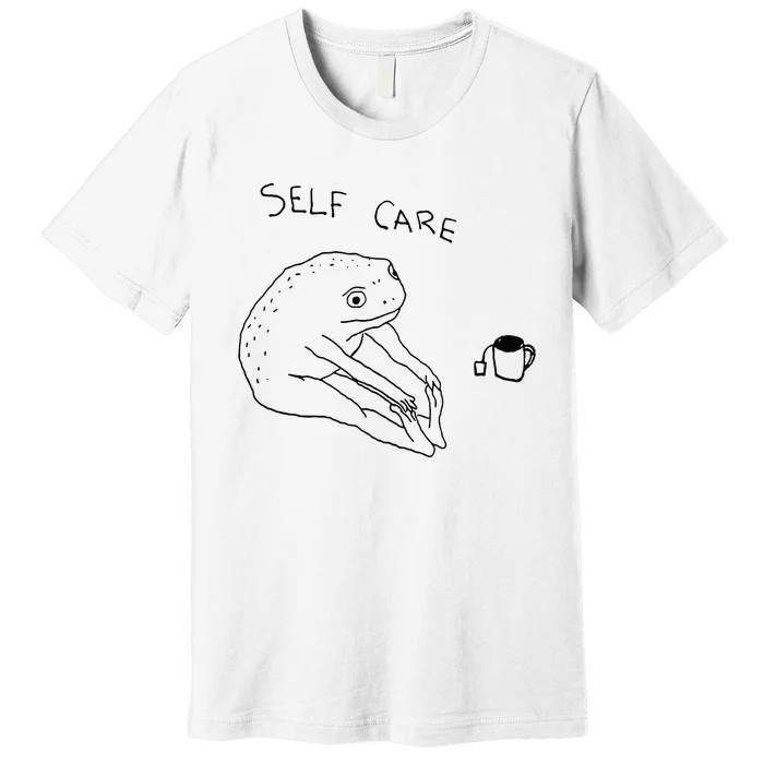 Self Care Frog Drinking Tea Premium T-Shirt