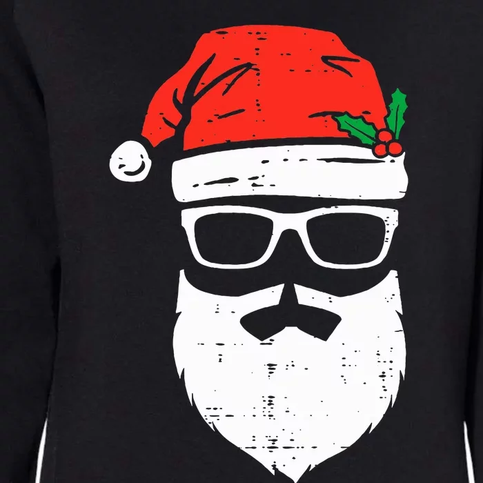 Santa Claus Face Sunglasses with Hat Beard Christmas Womens California Wash Sweatshirt