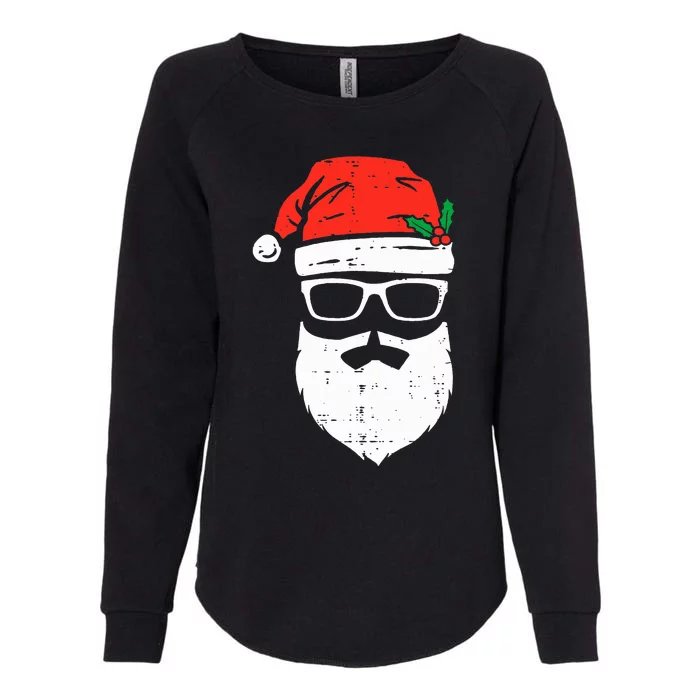 Santa Claus Face Sunglasses with Hat Beard Christmas Womens California Wash Sweatshirt