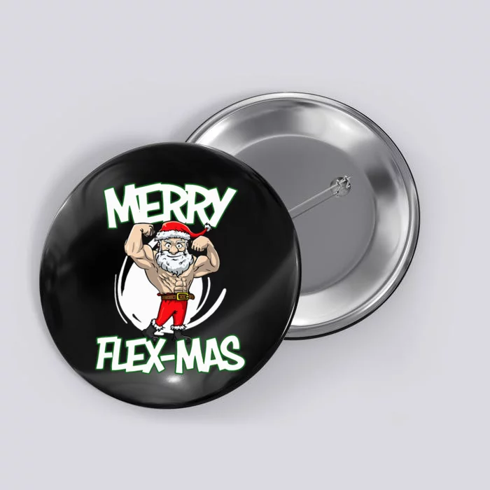 Santa Claus Flexing Merry Flex Mas Beard Funny Saying Design Button