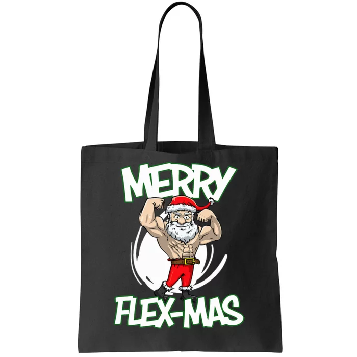 Santa Claus Flexing Merry Flex Mas Beard Funny Saying Design Tote Bag