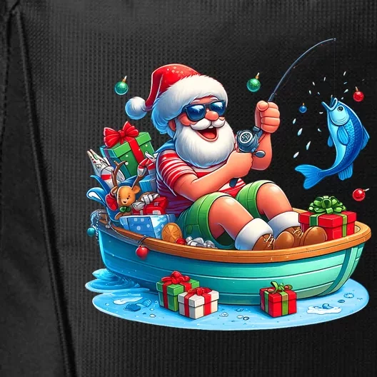 Santa Claus Fishing Christmas In July Beach River Summer City Backpack