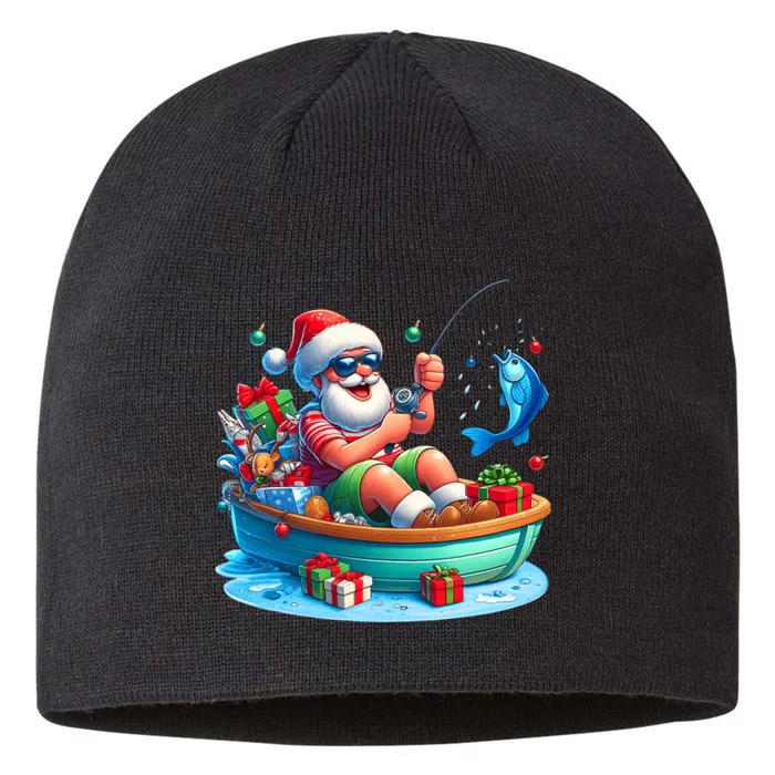 Santa Claus Fishing Christmas In July Beach River Summer 8 1/2in Sustainable Knit Beanie