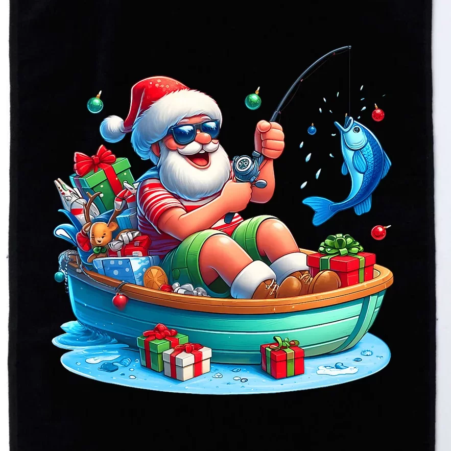 Santa Claus Fishing Christmas In July Beach River Summer Platinum Collection Golf Towel