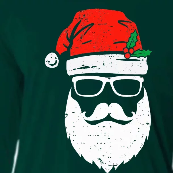 Santa Claus Face Sunglasses with Hat Beard Christmas Cooling Performance Long Sleeve Crew