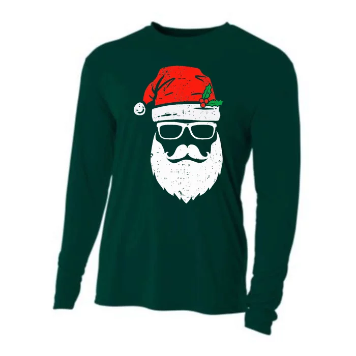 Santa Claus Face Sunglasses with Hat Beard Christmas Cooling Performance Long Sleeve Crew