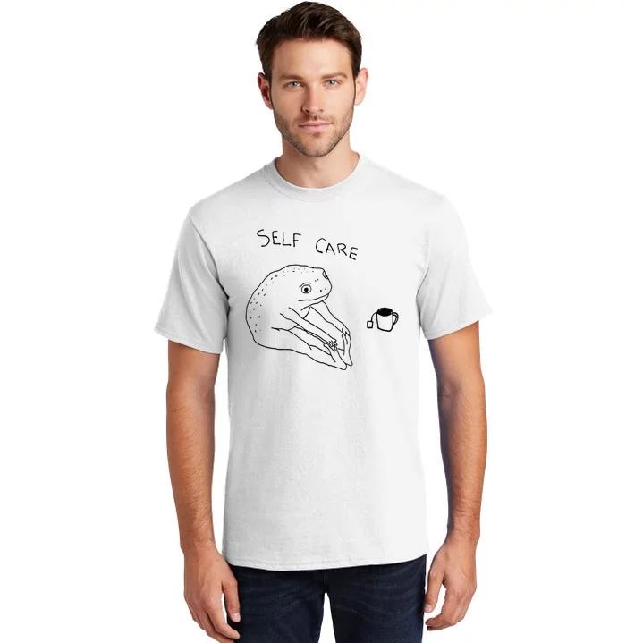 Self Care Frog Drinking Tea Tall T-Shirt