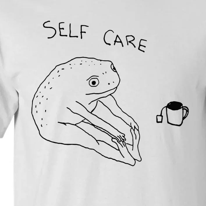 Self Care Frog Drinking Tea Tall T-Shirt