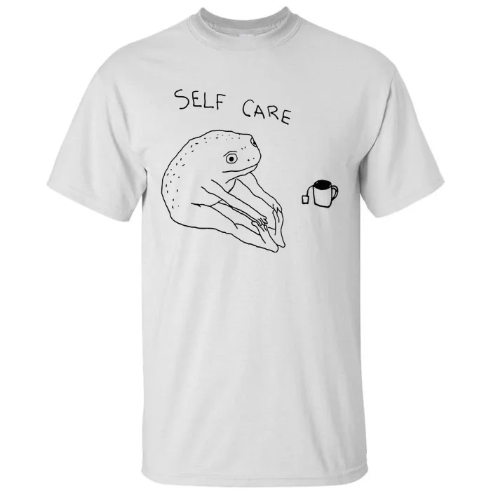 Self Care Frog Drinking Tea Tall T-Shirt