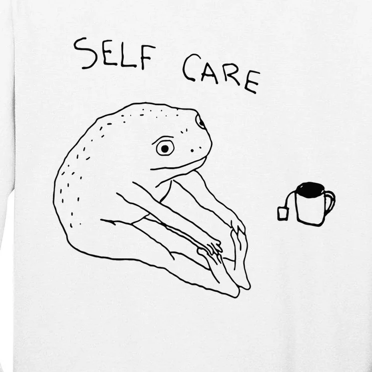 Self Care Frog Drinking Tea Tall Long Sleeve T-Shirt