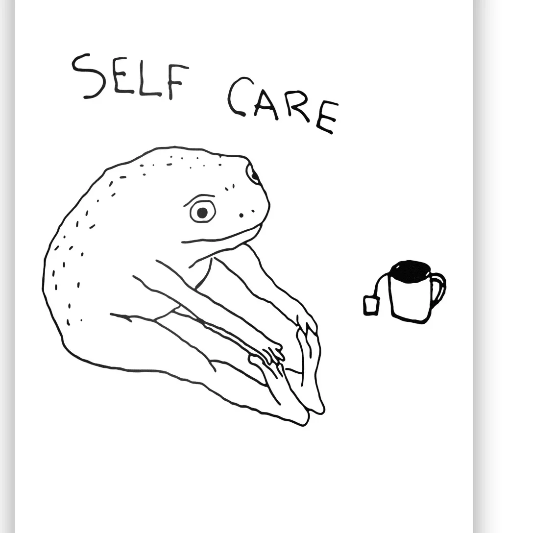 Self Care Frog Drinking Tea Poster