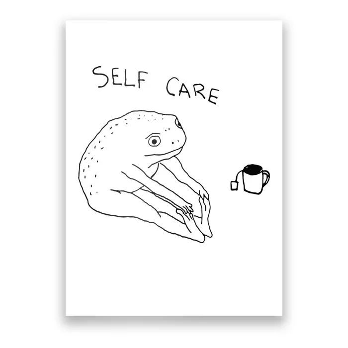 Self Care Frog Drinking Tea Poster