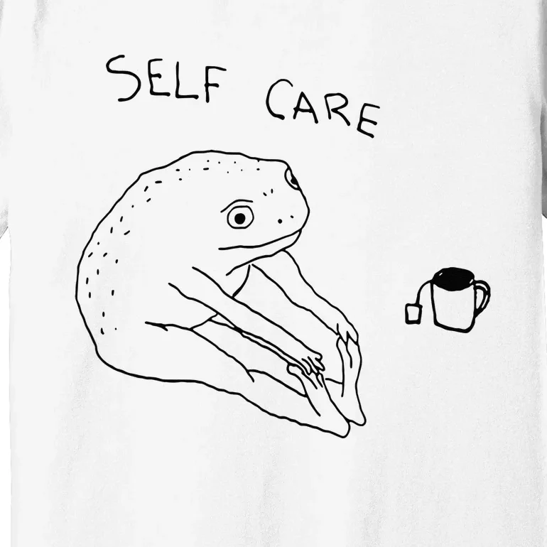 Self Care Frog Drinking Tea Premium T-Shirt