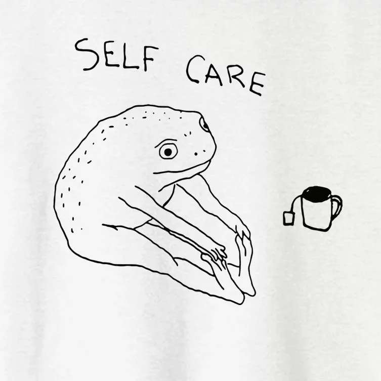 Self Care Frog Drinking Tea Women's Crop Top Tee