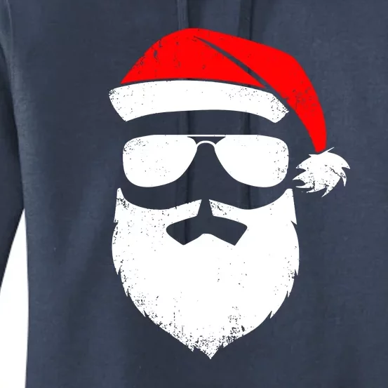 Santa Claus Face Sunglasses With Hat Beard Funny Christmas Gift Women's Pullover Hoodie