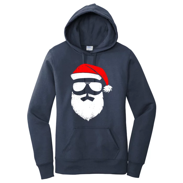 Santa Claus Face Sunglasses With Hat Beard Funny Christmas Gift Women's Pullover Hoodie