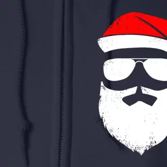 Santa Claus Face Sunglasses With Hat Beard Funny Christmas Gift Full Zip Hoodie