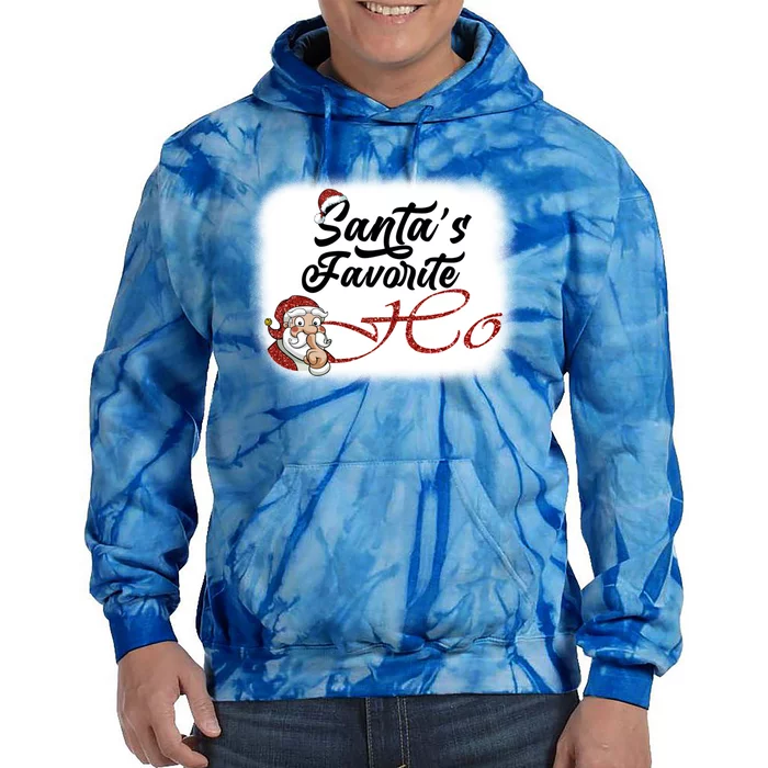 Santa Claus Favorite Ho's Bleached Gift Tie Dye Hoodie