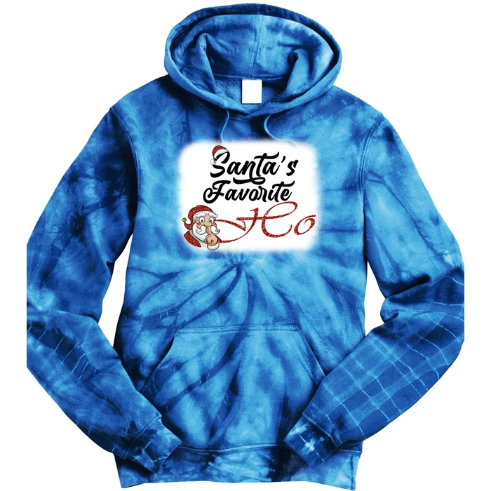 Santa Claus Favorite Ho's Bleached Gift Tie Dye Hoodie