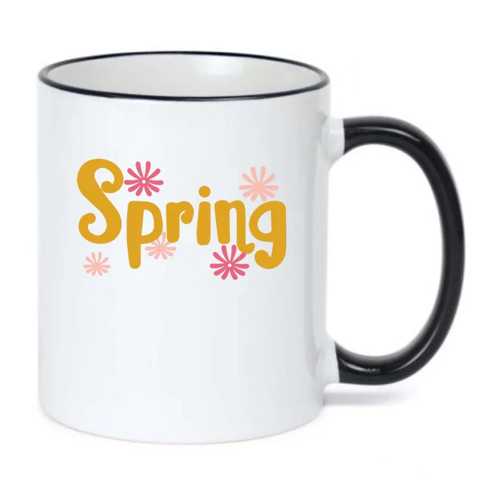 Spring Cute Floral Season Black Color Changing Mug