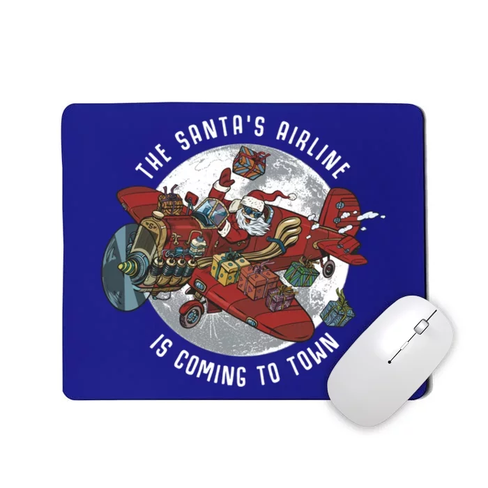 Santa Claus Flying Airplane With Funny Gift Cute Gift Mousepad