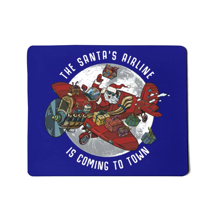 Santa Claus Flying Airplane With Funny Gift Cute Gift Mousepad