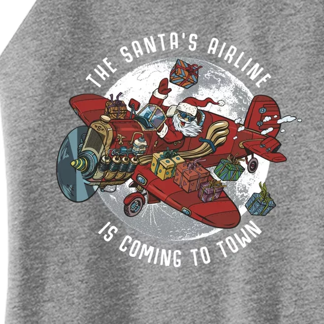 Santa Claus Flying Airplane With Funny Gift Cute Gift Women’s Perfect Tri Rocker Tank