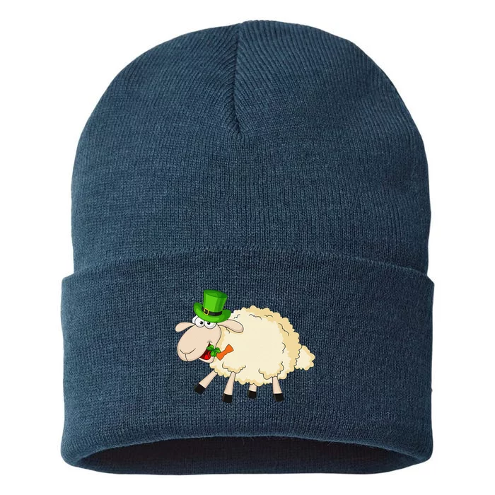 Sheep Celebrate Festival Of St. Patrick Green Gift Sustainable Knit Beanie