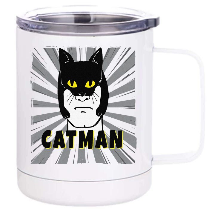 Superhero CatMan Funny Cat Dad Cat Lovers Front & Back 12oz Stainless Steel Tumbler Cup