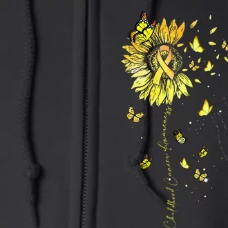 Sunflower Cat Gold Ribbon Childhood Cancer Awareness Full Zip Hoodie