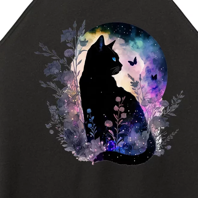 Space Cat Galaxy Cat Funny For Cat Dad Cat Mom Cat Lover Cat Alien Ufo Women’s Perfect Tri Rocker Tank