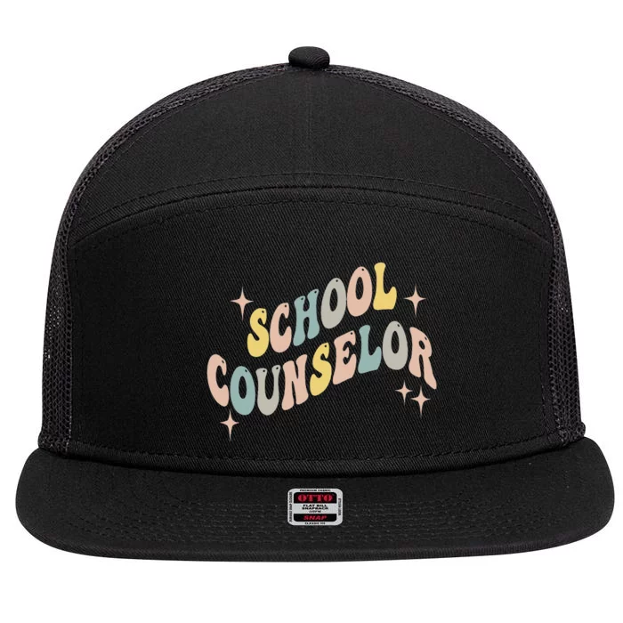 School Counselor groovy Guidance Counselor 7 Panel Mesh Trucker Snapback Hat