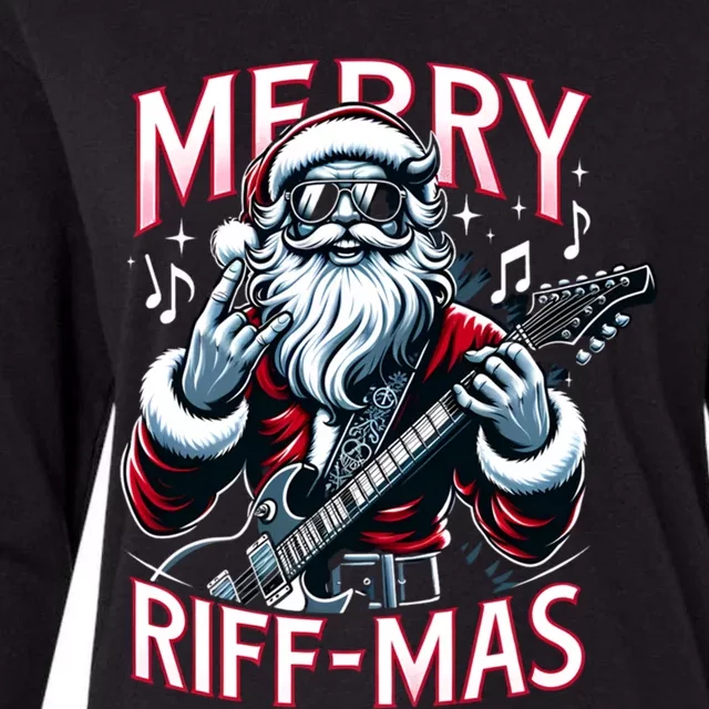 Santa Claus Guitar Player Rock And Roll Christmas Gift Womens Cotton Relaxed Long Sleeve T-Shirt