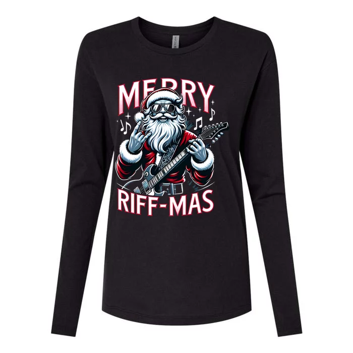 Santa Claus Guitar Player Rock And Roll Christmas Gift Womens Cotton Relaxed Long Sleeve T-Shirt