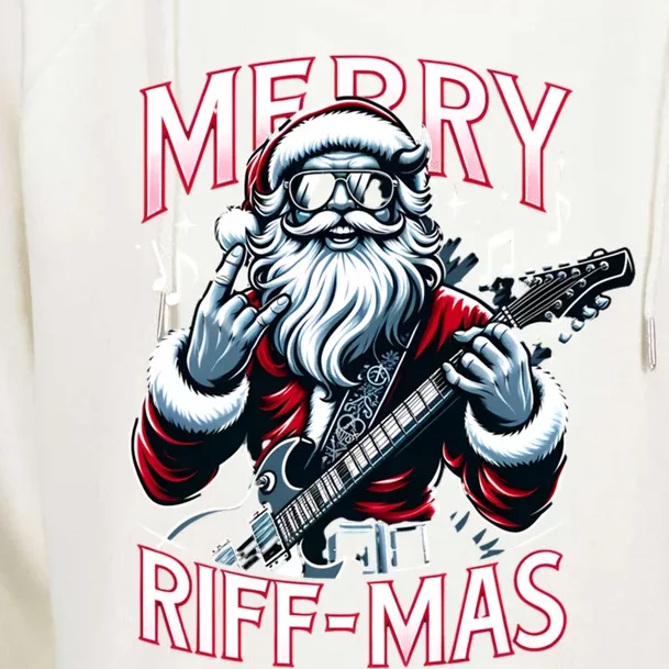 Santa Claus Guitar Player Rock And Roll Christmas Gift Womens Funnel Neck Pullover Hood