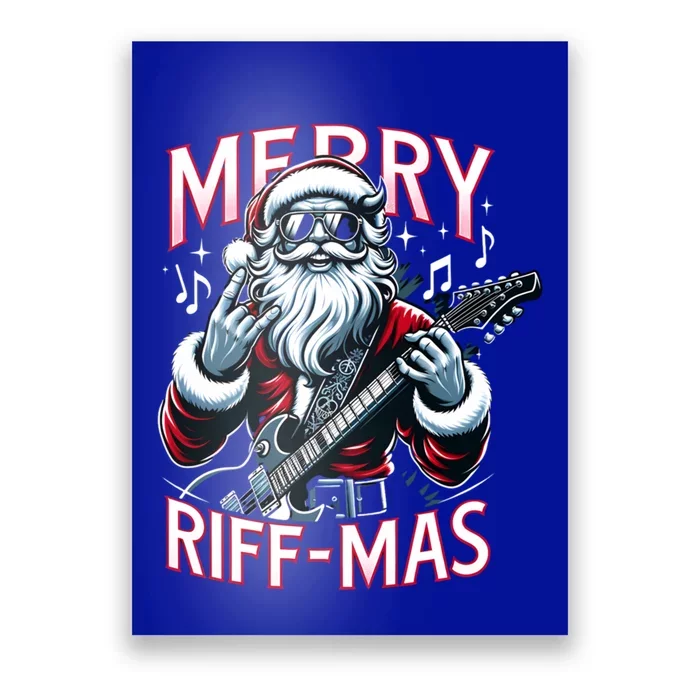 Santa Claus Guitar Player Rock And Roll Christmas Gift Poster