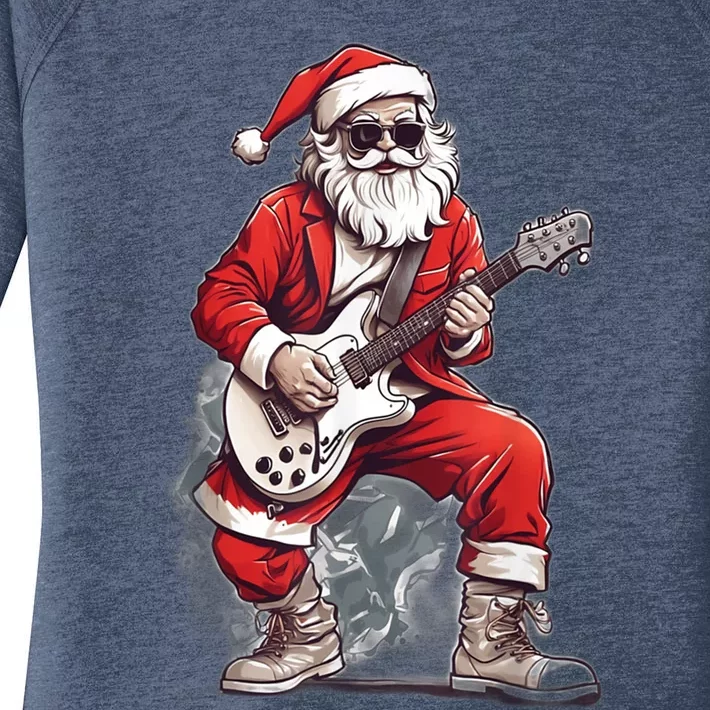 Santa Claus Guitar Player Rock And Roll Christmas Cool Gift Women's Perfect Tri Tunic Long Sleeve Shirt