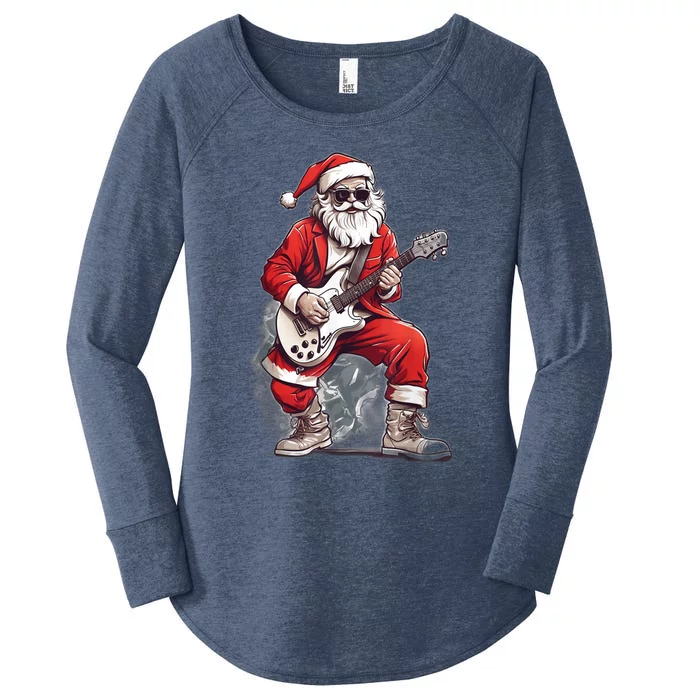 Santa Claus Guitar Player Rock And Roll Christmas Cool Gift Women's Perfect Tri Tunic Long Sleeve Shirt