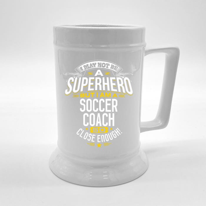 Soccer Coach Gift Idea Superhero Soccer Coach Front & Back Beer Stein