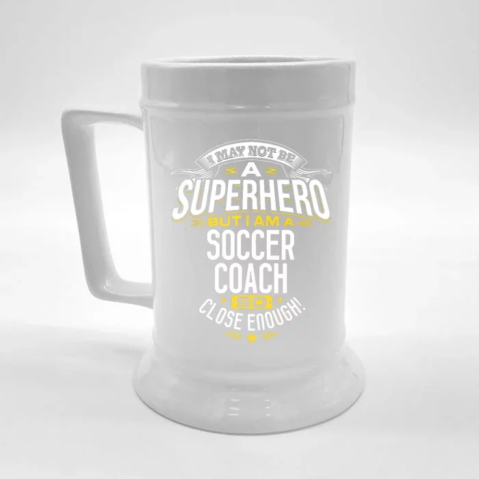 Soccer Coach Gift Idea Superhero Soccer Coach Front & Back Beer Stein