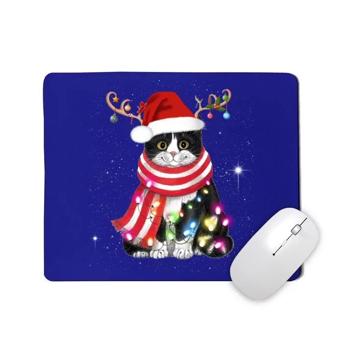 Santa Cat Gorgeous Reindeer Light Christmas Lover Gift Mousepad