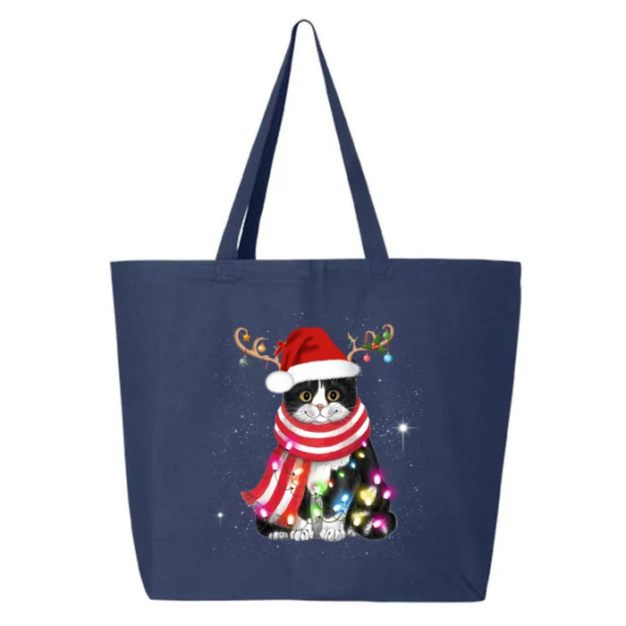 Santa Cat Gorgeous Reindeer Light Christmas Lover Gift 25L Jumbo Tote