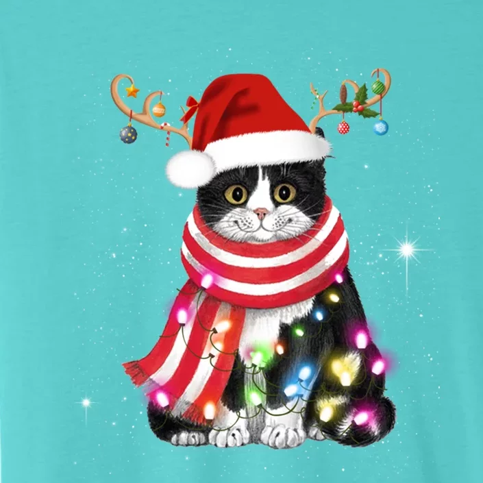 Santa Cat Gorgeous Reindeer Light Christmas Lover Gift ChromaSoft Performance T-Shirt