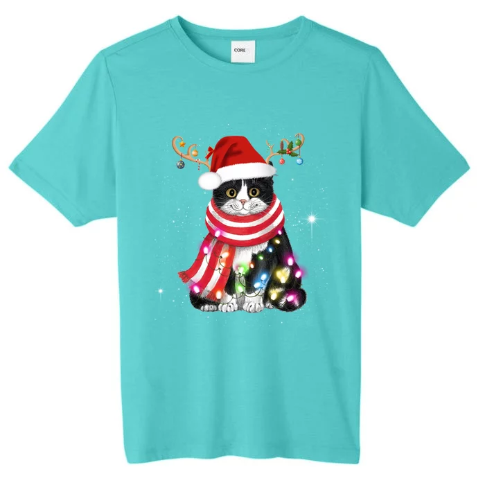 Santa Cat Gorgeous Reindeer Light Christmas Lover Gift ChromaSoft Performance T-Shirt